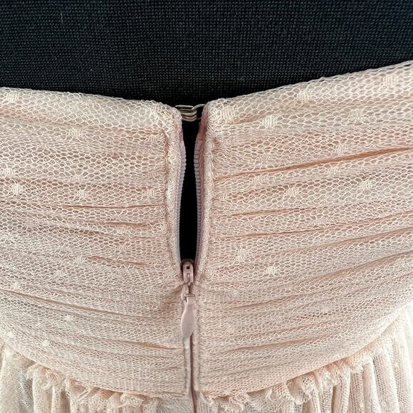 JILL Stuart Pink Sleeveless Ruffle Shoulder Polka-Dot Tulle Maxi Dress 4 6 NEW - Picture 9 of 15